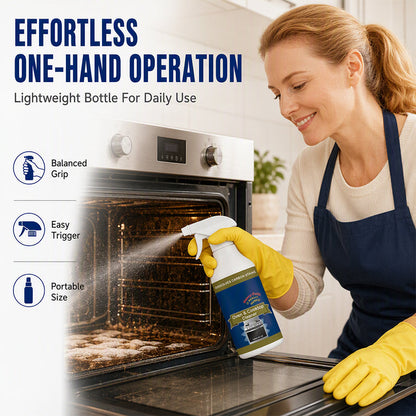 Heavy-Duty Oven& Cooktop Cleaner Spray -Powerful Grease & Burnt-On Stain Remover